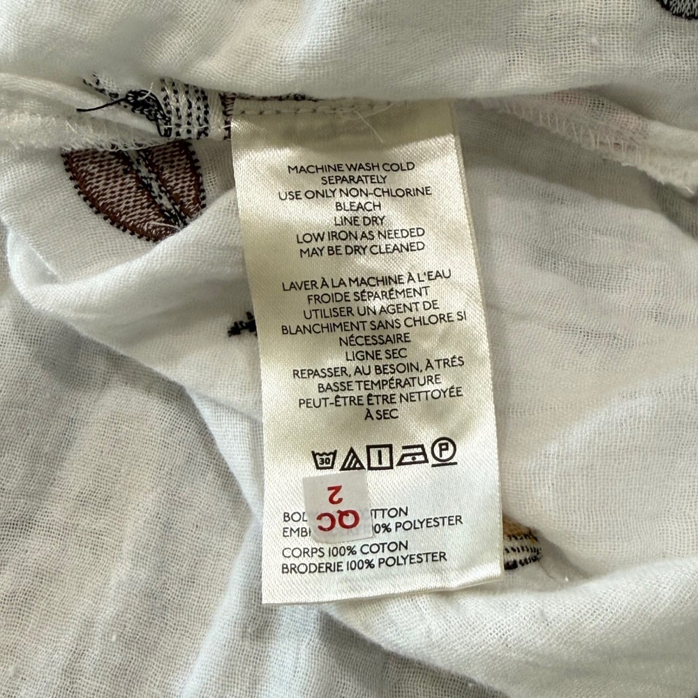 Pilcro Anthropologie Embroidered Fall Motif Cotton Gauze Button Down Shirt M - Picture 6 of 11